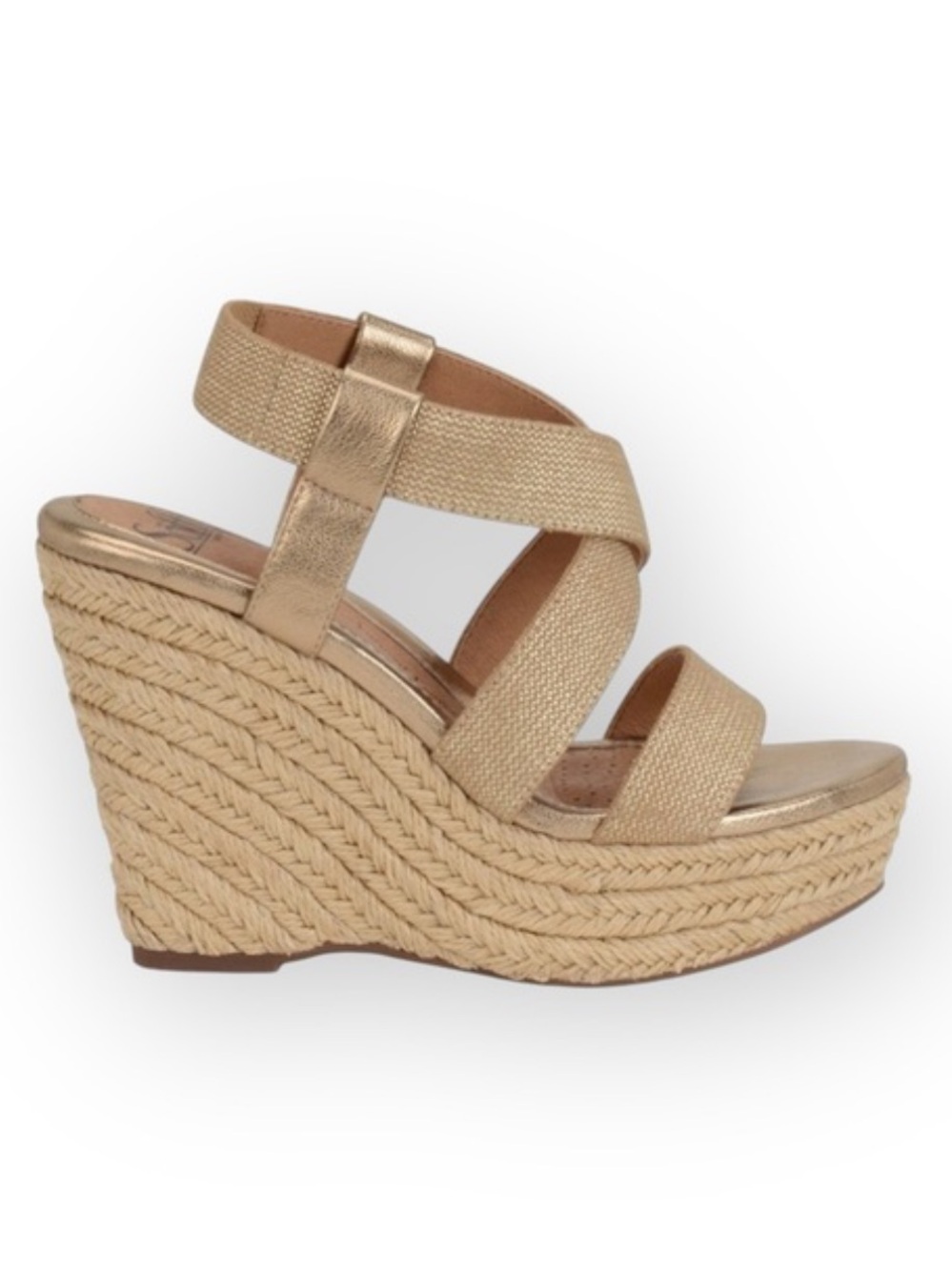Sofft Perla Gold Espadrille Wedge Comfort Sandal‎ Size 9.5 EUC